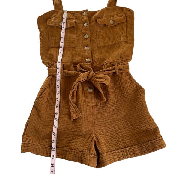 Sézane Federica Brown Short Romper Cotton Gauze Women’s Size FR 38 / US 6 - Picture 4 of 7